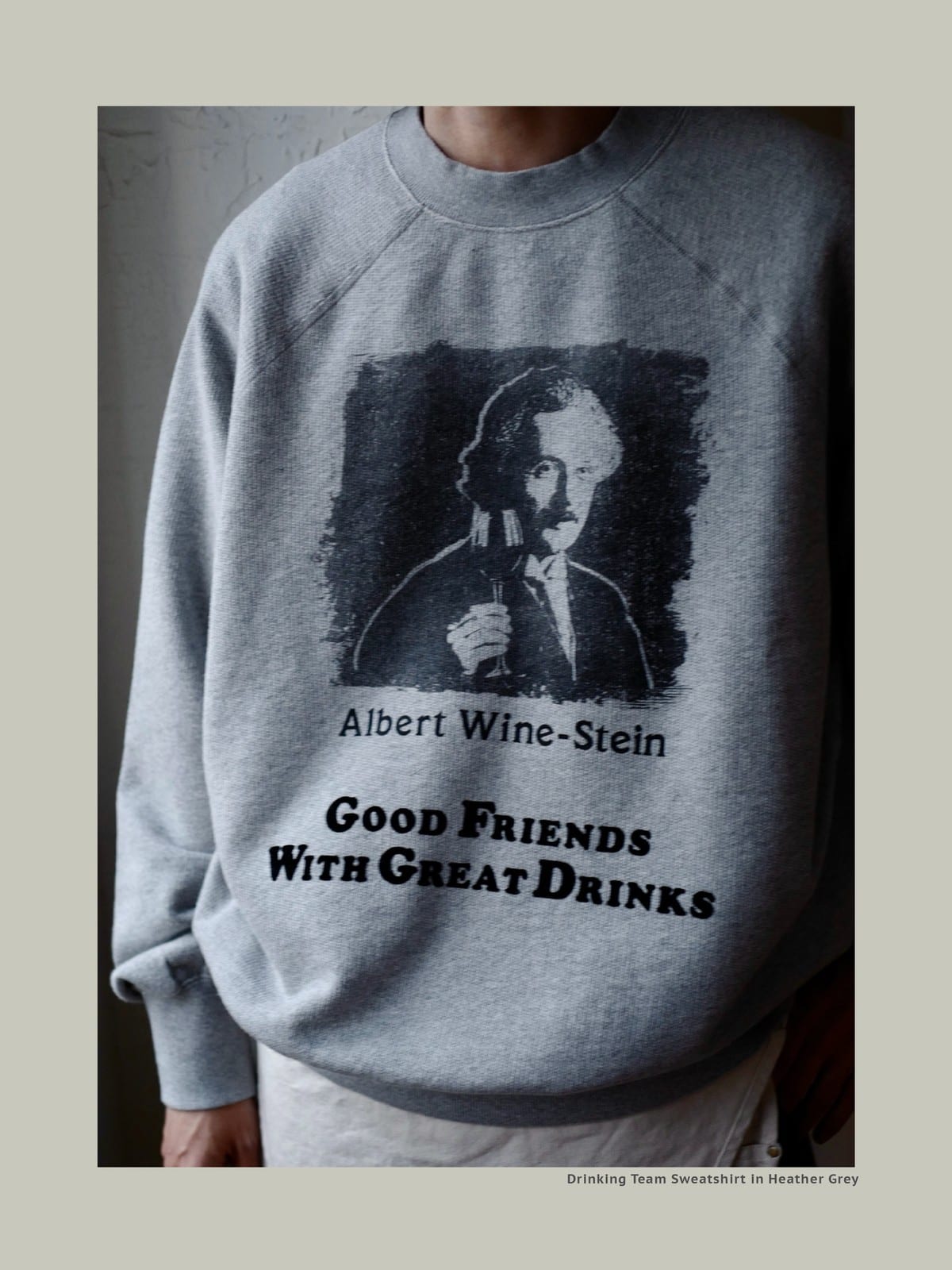 USAGE Washed Cotton Graphic Sweatshirt in Gray - On Model