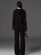 SMFK Cotton Wool Straight Leg Sweatpants in Black - On Model