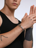 BLACKHEAD Two Tone Star Pearl Bracelet in Gold - On Male Model