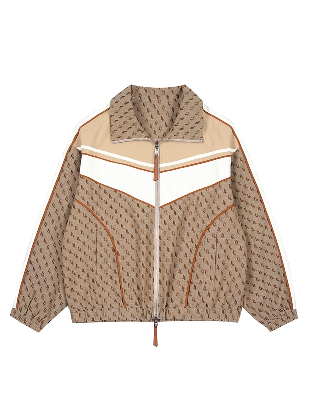 LOSTCTRL Vintage Monogram Track Jacket in Beige