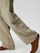 SIMPLE PROJECT Lyocell Blend Curved Leg Trousers in Mint - On Model