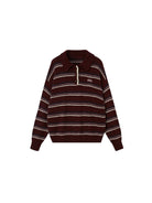 SweetChilling Striped Lambswool Blend Polo Sweater in Red