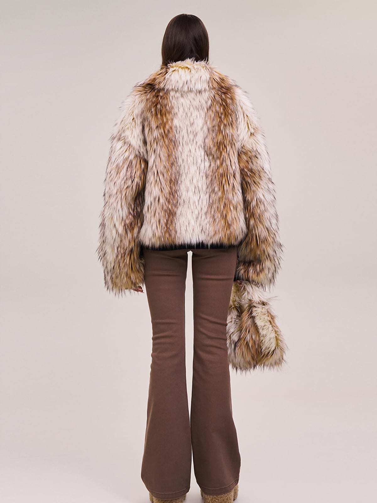 SMFK Stretch Cotton Flared Jeans in Brown - On Model