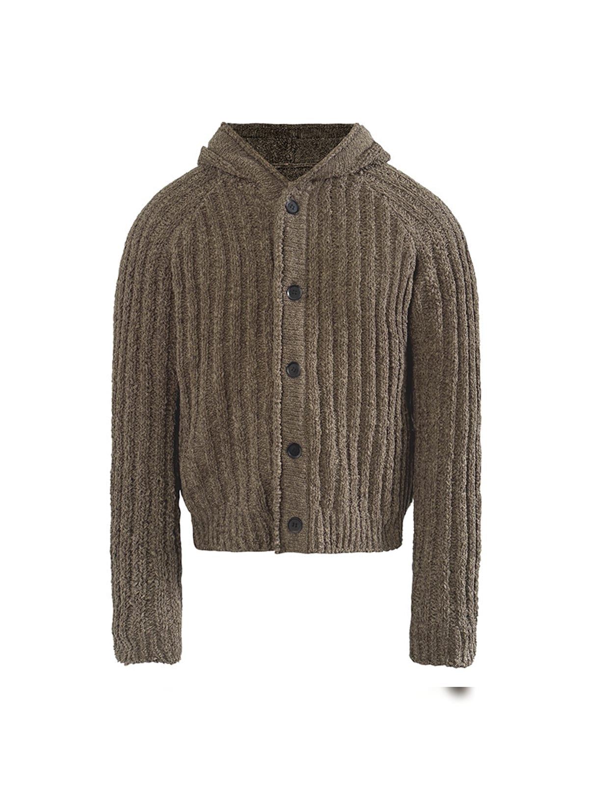 JCAESAR STUDIO Heavyweight Ribbed Hooded Sweater in Brown
