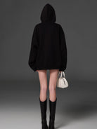 SMFK Cotton Wool Blend Oversized Hoodie in Black - On Model