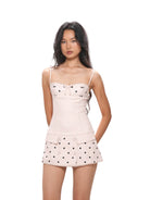SweetChilling Polka Dot Bustier Mini Dress in Cream - On Female Model