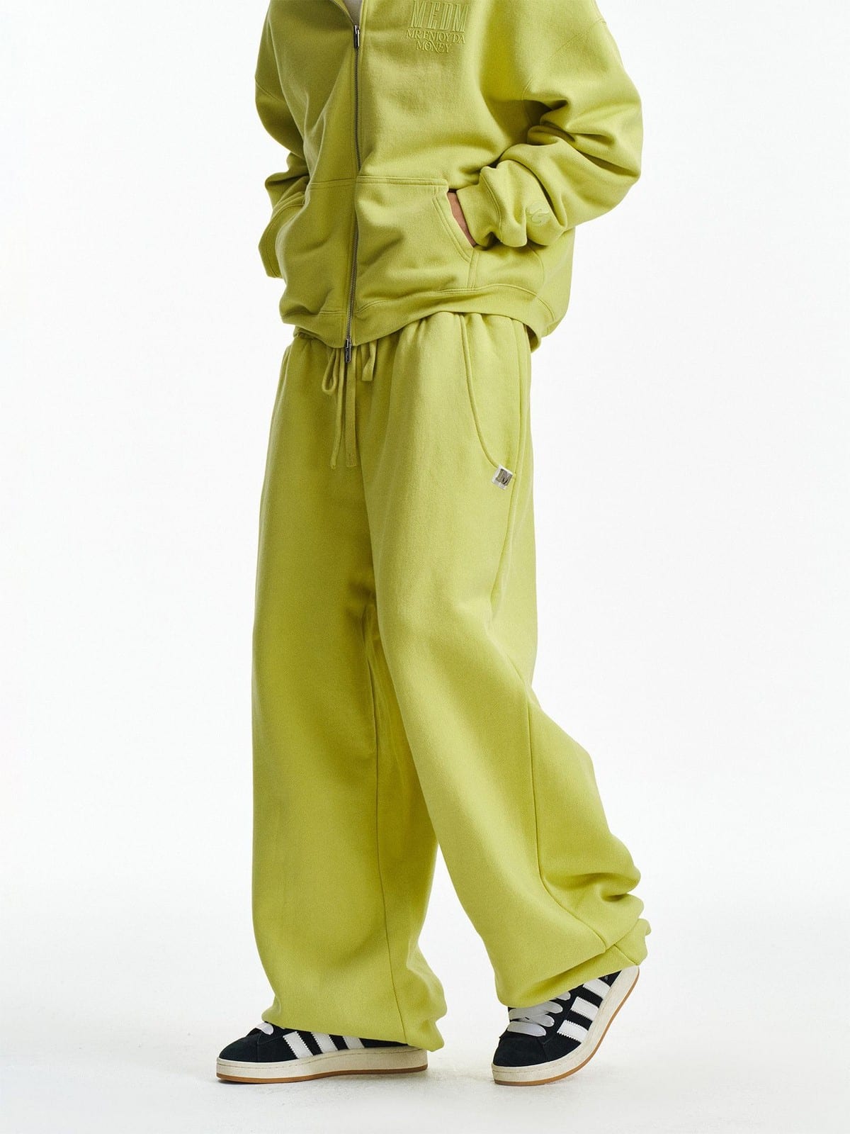 MEDM Cotton Drawstring Sweatpants in Green - On Model