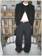 FaxCopyExpress Irregular Buckle Belt in Black - On Female Model