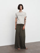 Random Piece Contrast Print Lace Trim T Shirt in Gray - On Female Model