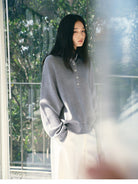TEASEL Worsted Wool Henley Sweatshirt in Gray - On Female Model