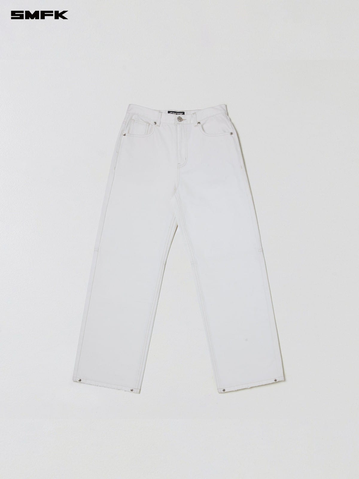 SMFK Washed Wide Leg Denim Jeans in White