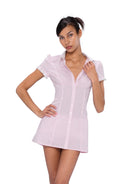 SweetChilling Fitted Cotton Blend Shirt Dress in Pink - On Female Model