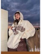 BeerBro Fleece Lined Split Hem Sweatpants in Brown - On Female Model