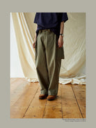 USAGE Heavyweight Herringbone Cargo Pants in Olive - On Male Model