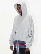 BLINDNOPLAN Layered Waistband Spliced Hoodie in Gray - On Female Model