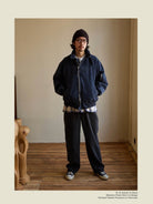 USAGE Washed Cotton Lyocell B 15 Bomber in Navy - On Male Model