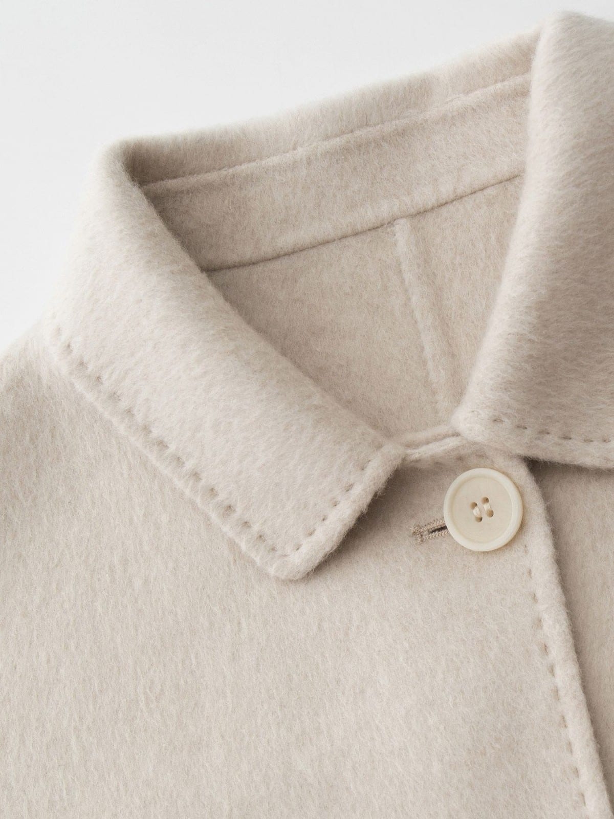 TEASEL Silk Wool Drop Shoulder Short Coat in White - Detail