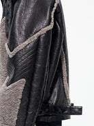 D5ove Faux Shearling High Collar Jacket in Black - On Model