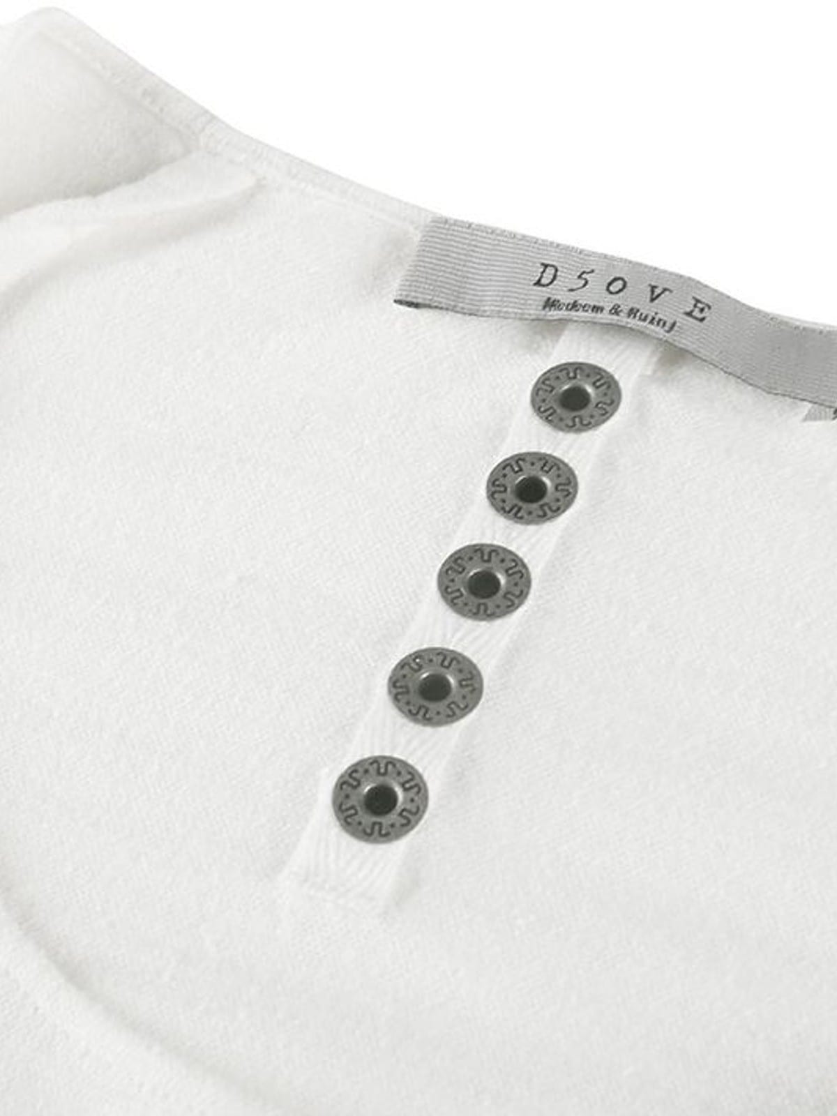 D5ove Hemp Blend Graphic Half Sleeve T Shirt in White - Detail