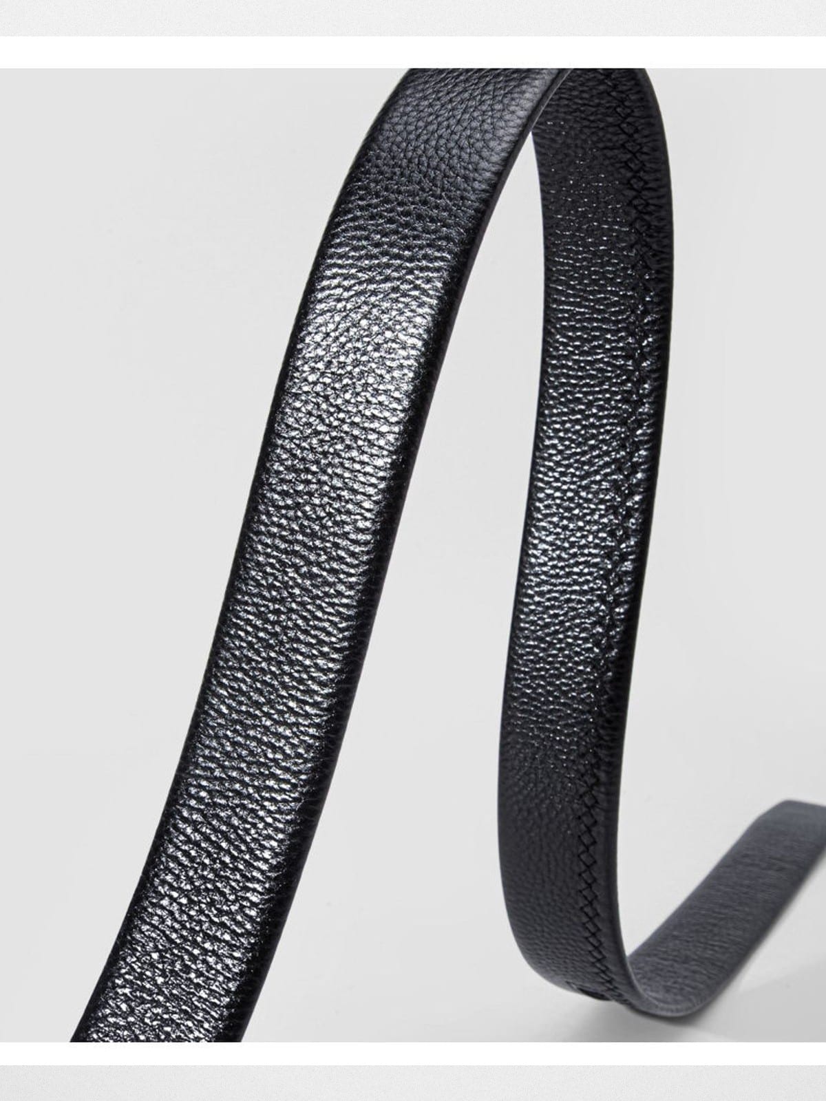 HONGU Top Grain Leather Automatic Belt Strap in Black - Detail