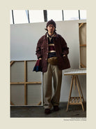 USAGE Washed Heavyweight Cotton Chore Jacket in Brown - On Male Model