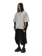 D5ove Heavyweight Boxy Cotton T Shirt in Gray - On Male Model