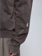 SIMPLE PROJECT Faded Cotton Crewneck Sweatshirt in Coffee - On Model