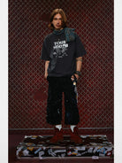 SOD Vintage Wash Tour Graphic T Shirt in Gray - On Male Model