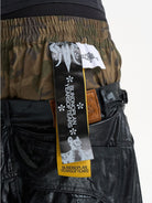BLINDNOPLAN Faux Leather Layered Cargo Pants in Black - On Model