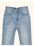 SMFK High Stretch Biker Flare Jeans in Denim - Detail