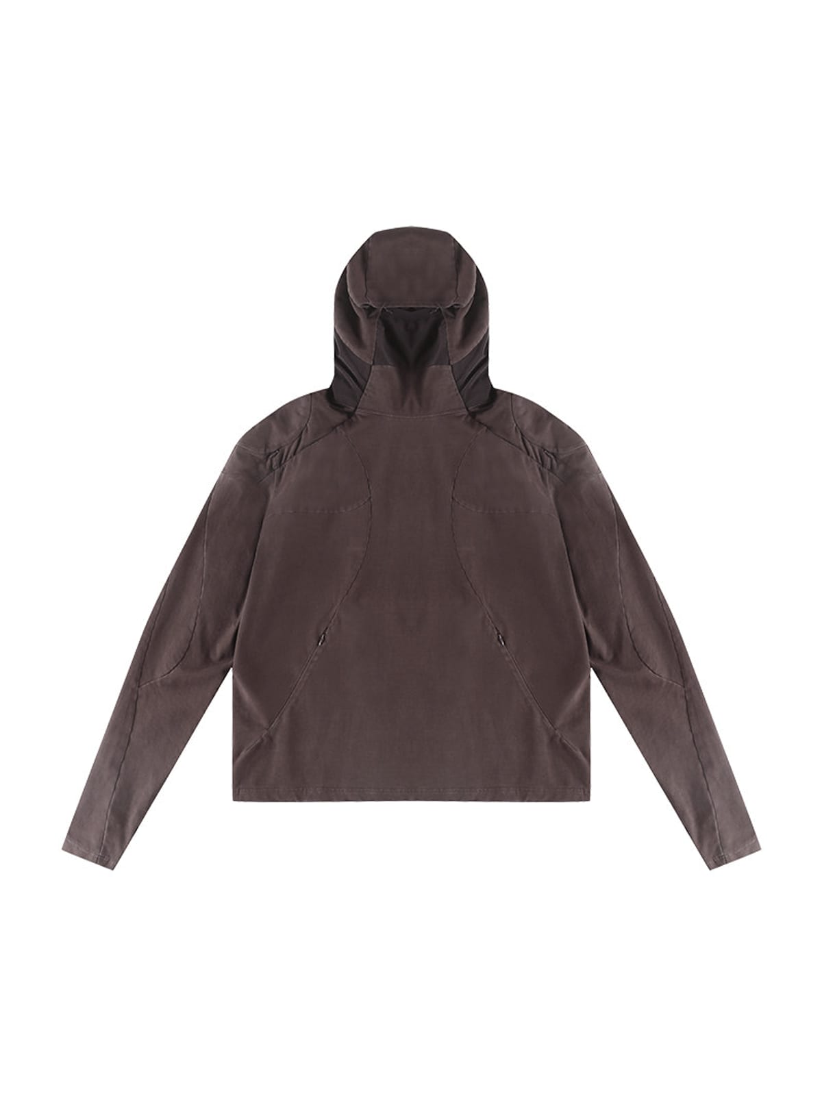 D5ove Hooded Shoulder Pad Pullover in Brown