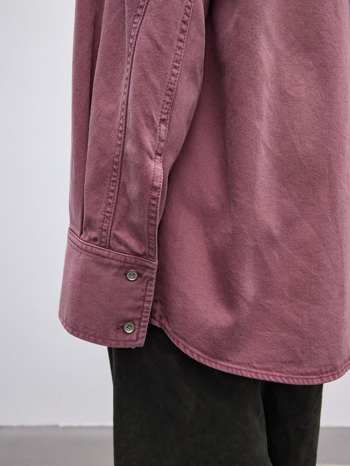 Random Piece Vintage Washed Cotton Blend Shirt in Pink - On Model