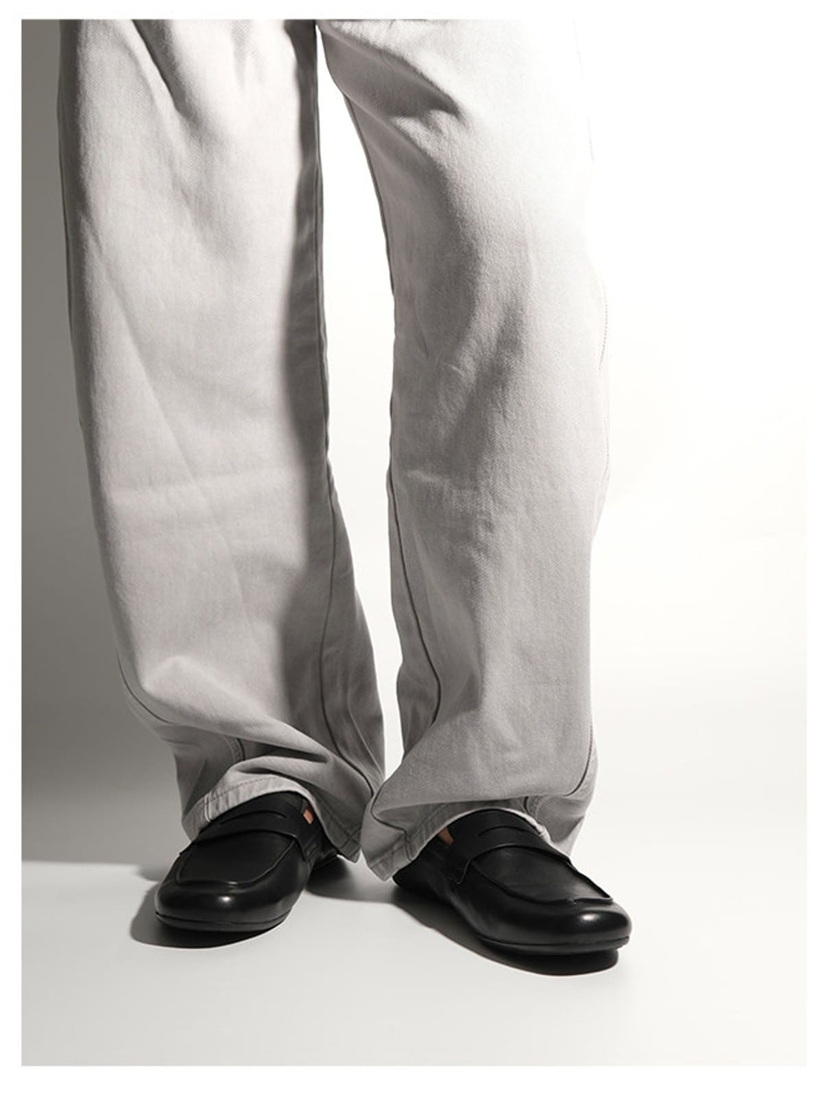 EIX GNOD Calf Leather Slip On Loafers in Black - On Model