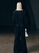 SMFK Zip Up Polyamide Track Jacket in Black - On Model