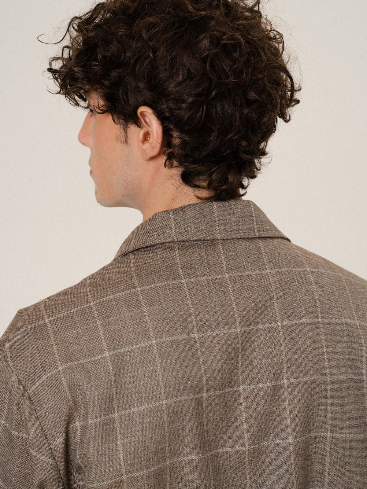 Retro 21 Silk Wool Plaid Double Zip Jacket in Brown - On Male Model