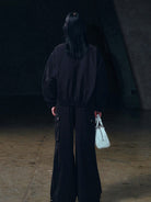 SMFK Garment Dyed Cargo Parachute Pants in Black - On Model