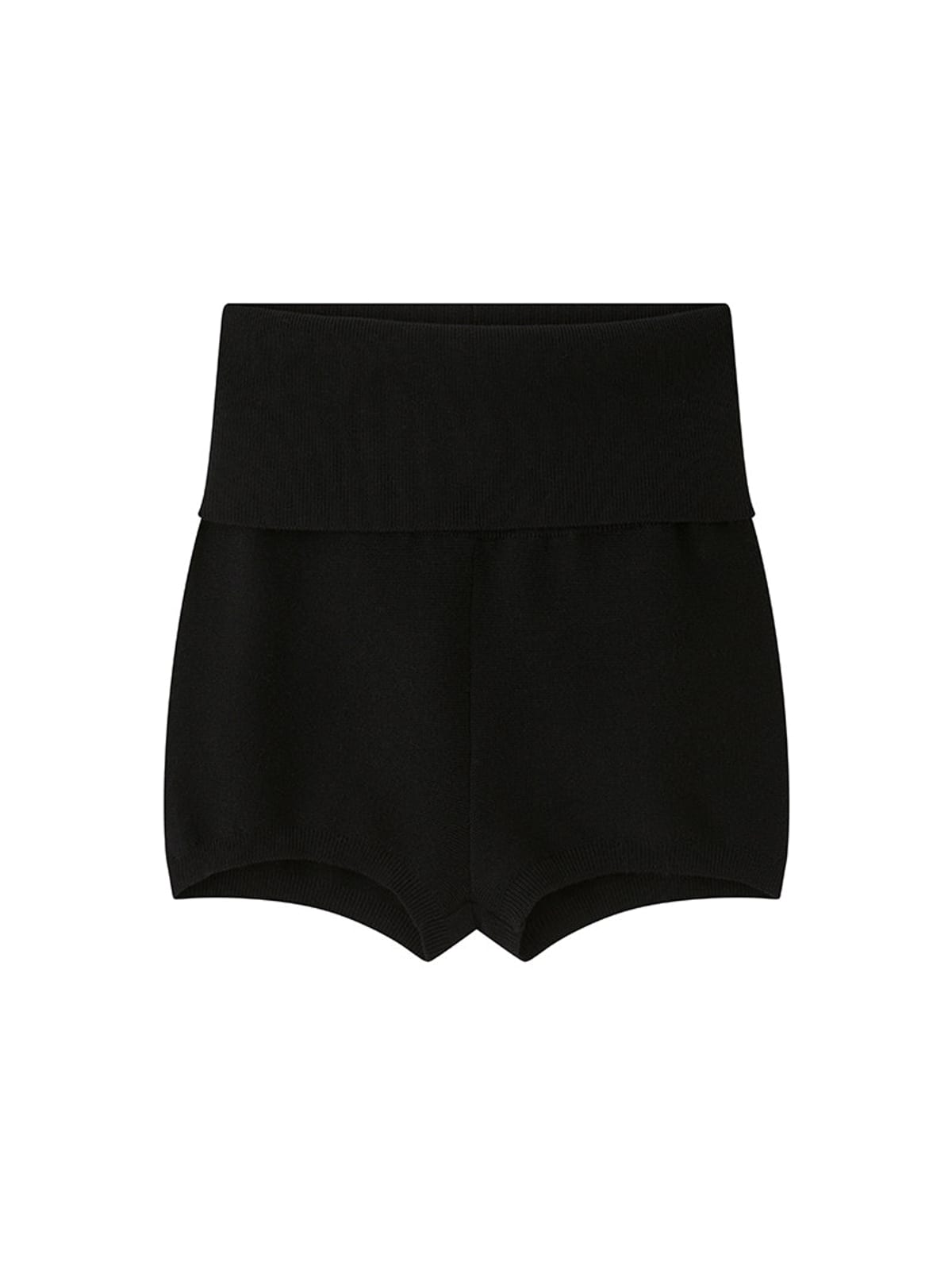 SweetChilling Fold Over Ribbed Knit Shorts in Black
