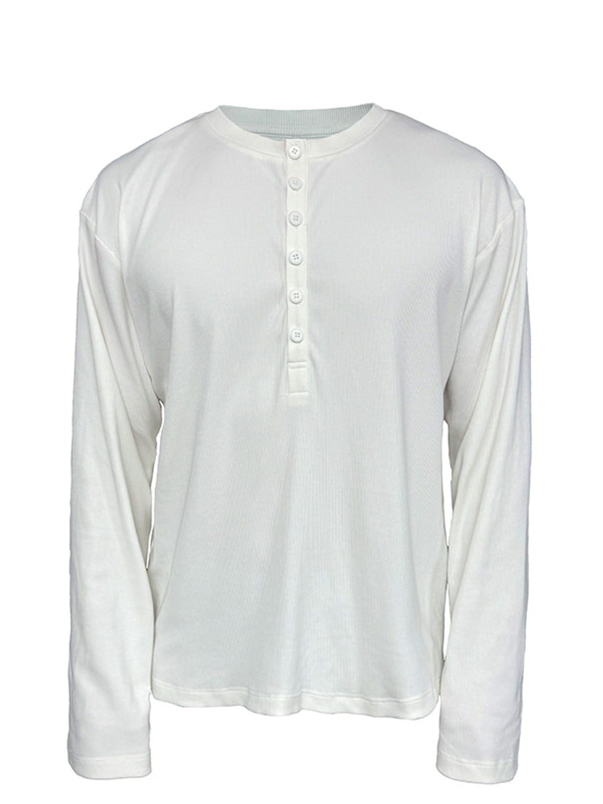 JCAESAR STUDIO Long Sleeve Rayon Blend Henley in White