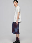 SIMPLE PROJECT Misaligned Seam Crewneck T Shirt in White - On Male Model