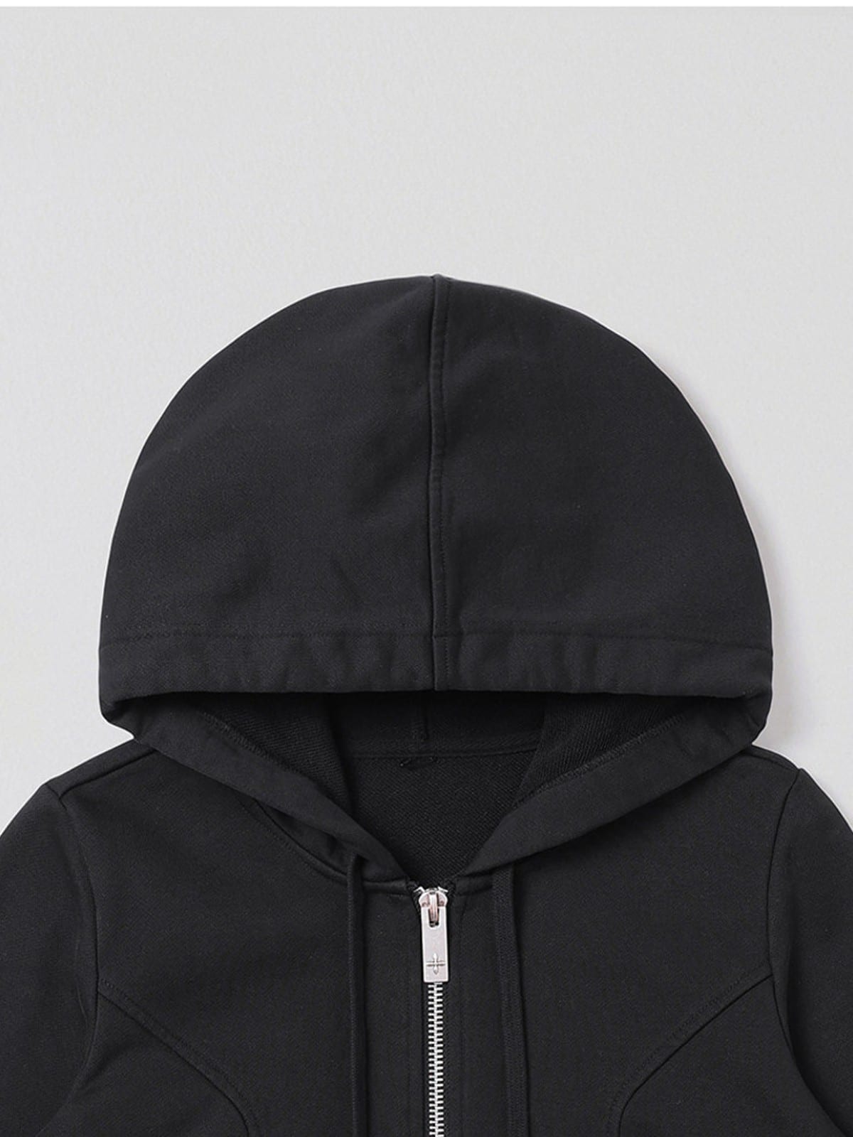 SMFK Cotton Blend Slim Zip Up Hoodie in Black - Detail