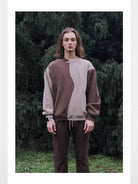 Retro 21 Reversible Patchwork Sweatshirt in Brown - On Male Model