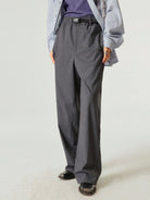 SIMPLE PROJECT Quick Release Belt Straight Leg Trousers in Gray - On Model