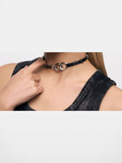 BLACKHEAD Three Snakes Piercing Choker in Black - On Female Model