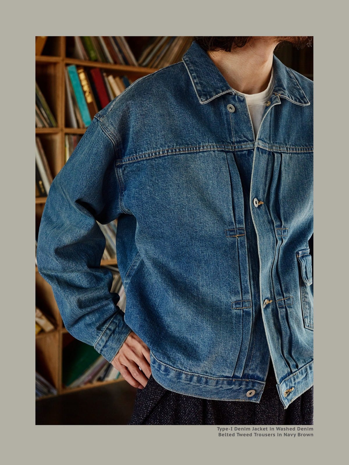 USAGE Type I Selvedge Denim Cropped Jacket in Denim - On Male Model