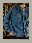 USAGE Type I Selvedge Denim Cropped Jacket in Denim - On Male Model