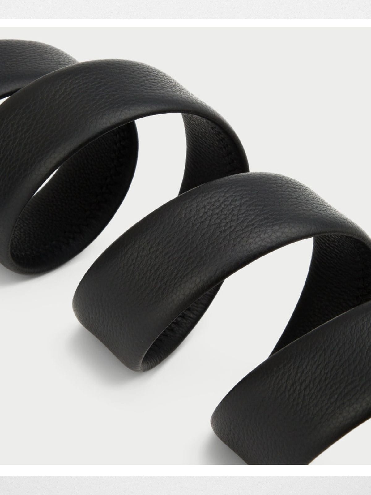 HONGU Cowhide Leather Automatic Buckle Belt in Black