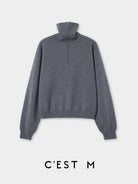 CEST M Half Zip Wool Cashmere Pullover in Gray