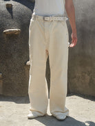 Retro 21 Wide Wale Cotton Corduroy Pants in White - On Model