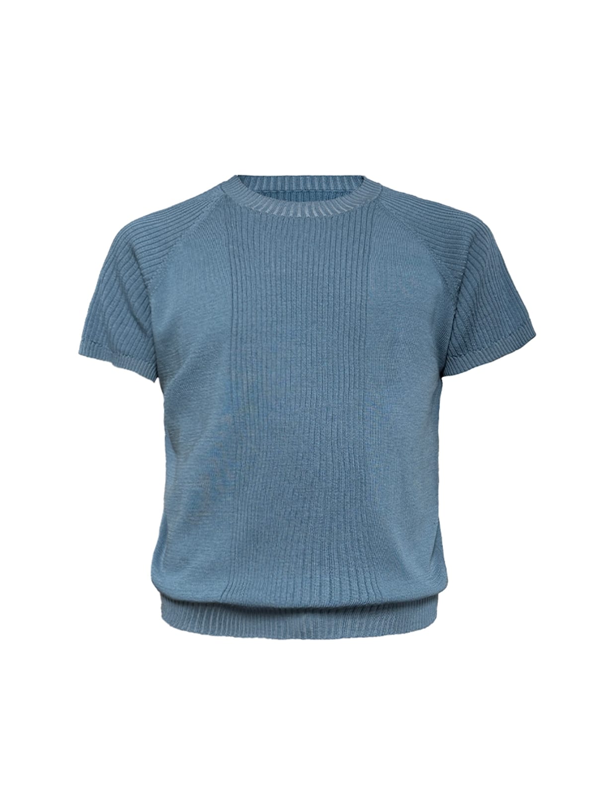 JCAESAR STUDIO Ribbed Ice Silk Raglan T Shirt in Blue