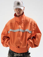 BLINDNOPLAN Reflective Strip Stand Collar Jacket in Orange - On Male Model